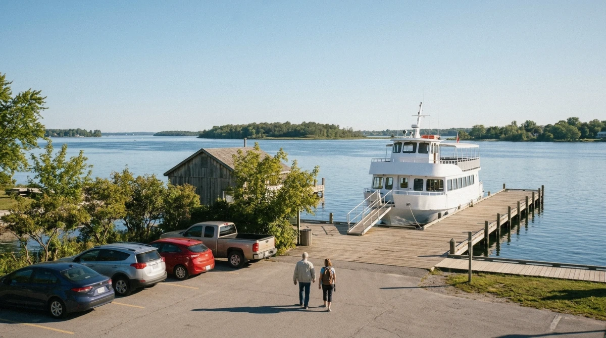 Highway 401 approach into Gananoque, the drive most visitors take to get to Gananoque boat tours